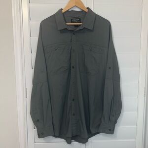 FILSON Alagnak Button Down Shirt Grey Moss Size Large